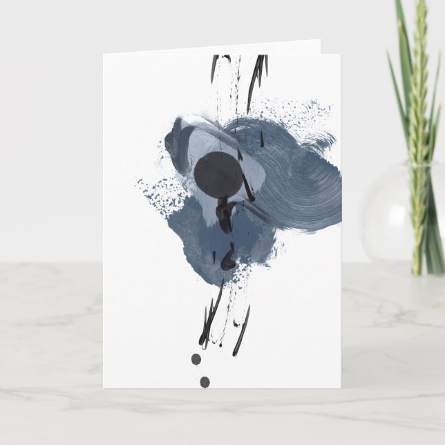 Cartão Painel Azul e Preto II | Rascunho de tinta preta a (Frente)