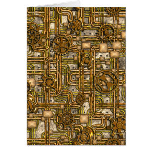 Cartão Painel de Steampunk - engrenagens e tubulações -