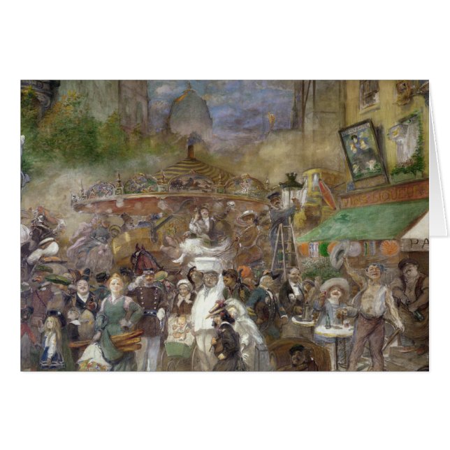 Cartão Painel decorativo que descreve Paris (Frente Horizontal)