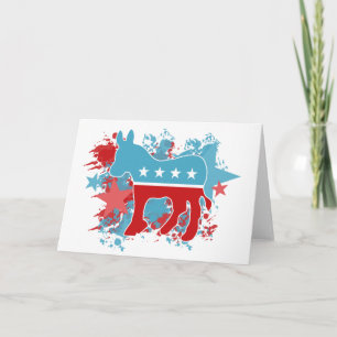 Cartão Paint Splatters Democrat Donkey