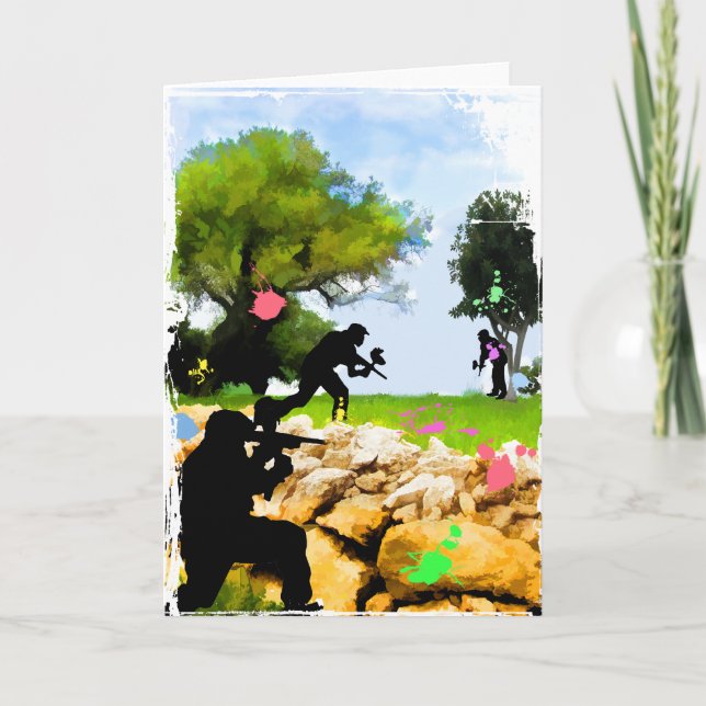 Cartão Paintball na primavera (Frente)