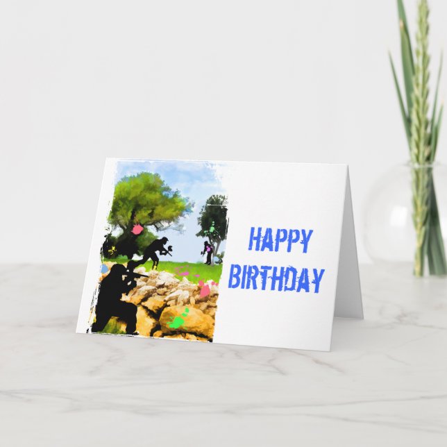 Cartão Paintball na primavera (Frente)