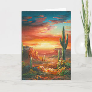Cartão Painting Of A Colorful Desert Sunset Painting