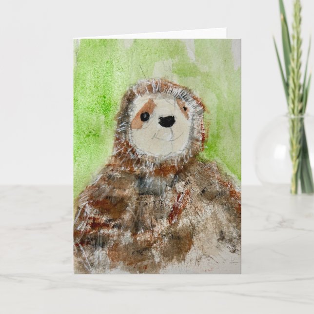 Cartão Painting of Plush Sloth on Folded Greeting Card (Frente)