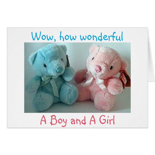 CARTÃO PAIS DE PARABÉNS DE GAROTA GÊMEA/GÊMEA (Frente Horizontal)