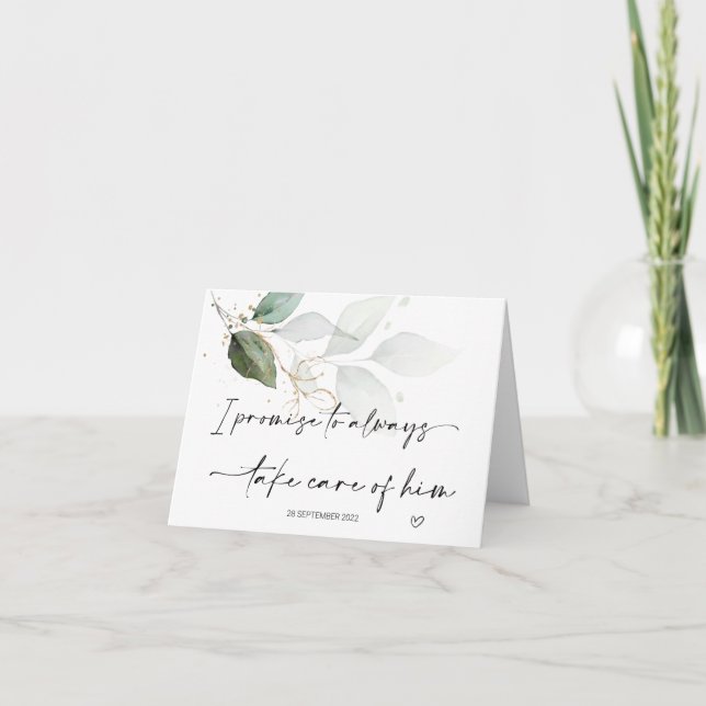 Cartão Pais em Direito Dão ao Noivo o cuidado com seu cas (Frente)