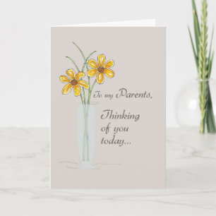 Cartão Pais, pensando em vocês duas flores, Vase