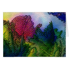 Cartão Paisagem abstrata nas aguarelas - nascer do sol