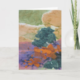 Cartão Paisagem abstrato - Figura em Pé Próximo às Árvore