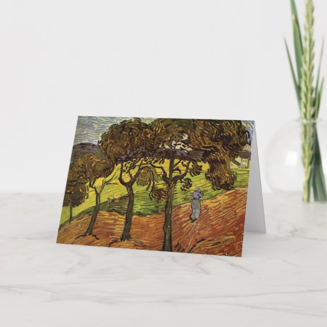 Cartão Paisagem, Árvores e Figuras de Vincent van Gogh (Frente)