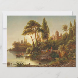 Cartão Paisagem Asiática na Luz da Noite (Arte Sunset)