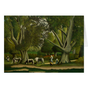 Cartão Paisagem com Milkmaids por Henri Rousseau