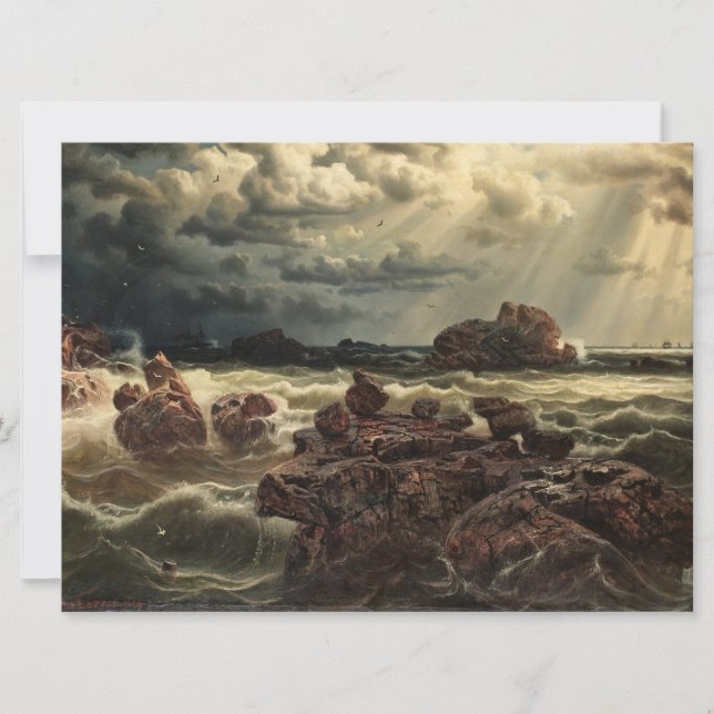 Cartão Paisagem Costeira com Navios no Horizonte (Frente)