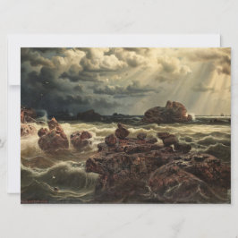 Cartão Paisagem Costeira com Navios no Horizonte