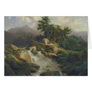 Cartão Paisagem da floresta com cachoeira