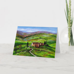 CARTÃO PAISAGEM DA TOSCANA COM COLINAS VERDES