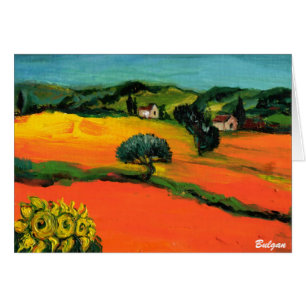 CARTÃO PAISAGEM DA TOSCANA COM GIRASSÓIS