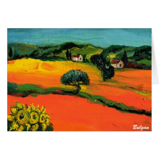 CARTÃO PAISAGEM DA TOSCANA COM GIRASSÓIS (Frente Horizontal)