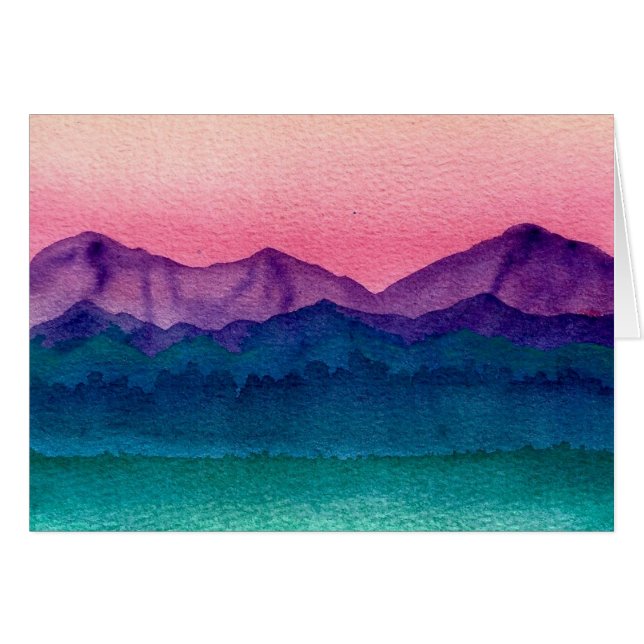 Cartão Paisagem de brilho com coloração de aquarela (Frente Horizontal)