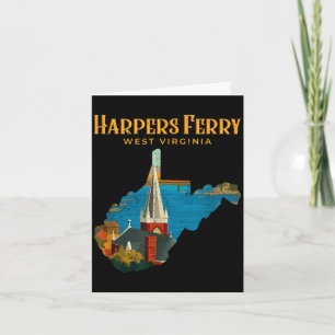 Cartão paisagem de harpers ferry mapa da virgínia ocident