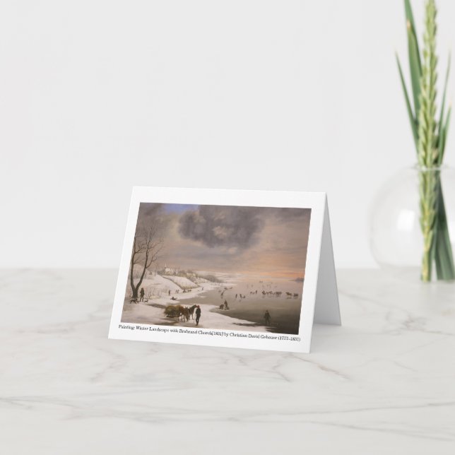 Cartão Paisagem de inverno com a Igreja Brabrand[1831] (Frente)
