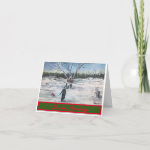 Cartão Paisagem de Natal Vintage personalizada