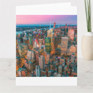 Cartão Paisagem de Nova York ao Pôr do Sol Crepúsculo e