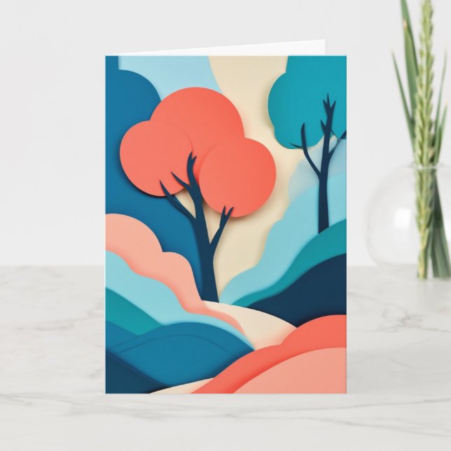 Cartão Paisagem de Papel em Camadas (Frente)