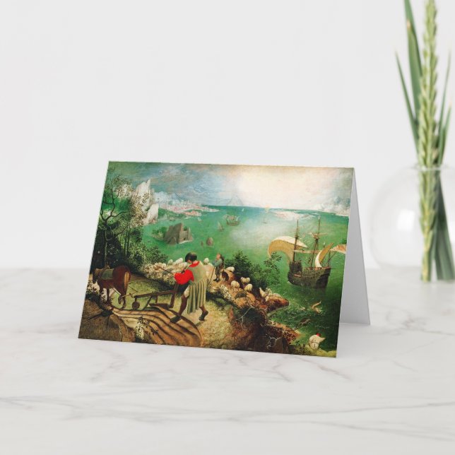 Cartão Paisagem de Pieter Bruegel com a queda de Ícaro (Frente)