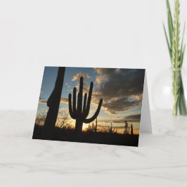 Cartão Paisagem do Deserto de Arizona Saguaro Sunset II