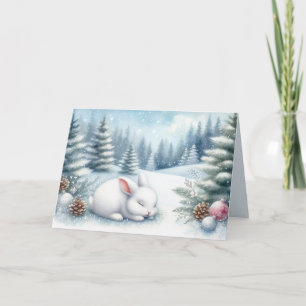 Cartão Paisagem Festiva De Inverno Com Natal De Bunny