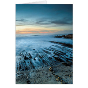 Cartão Paisagem marinha azul ao pôr do sol, Califórnia