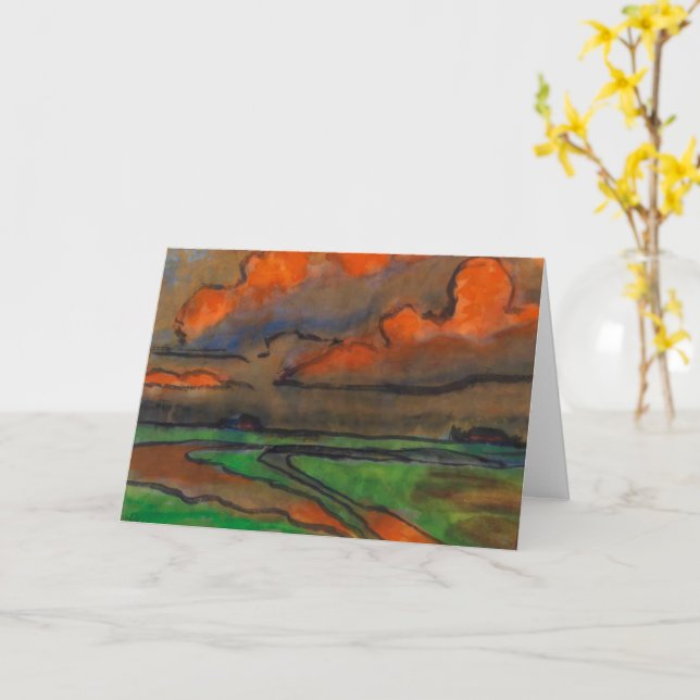Cartão Paisagem Marsh Sob Nuvens Vermelhas | Emil Nolde | (Flor Amarela)