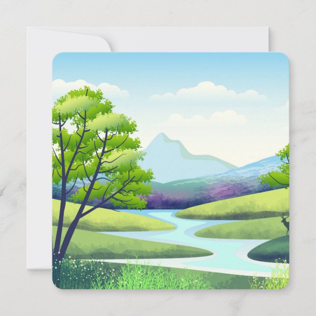 Cartão Paisagem natural com rio (Frente)