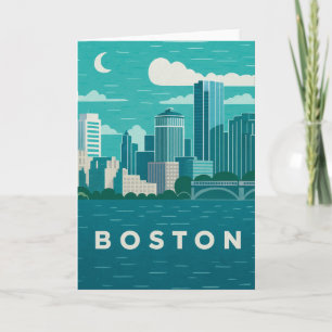 Cartão Paisagem Noturna da Cidade de Massachusetts   Cida