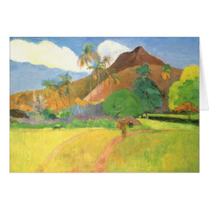 Cartão Paisagem Taitiana, Montanhas Tahiti, Paul Gauguin