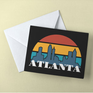 Cartão Paisagem Urbana do Pôr do Sol Vintage de Atlanta G