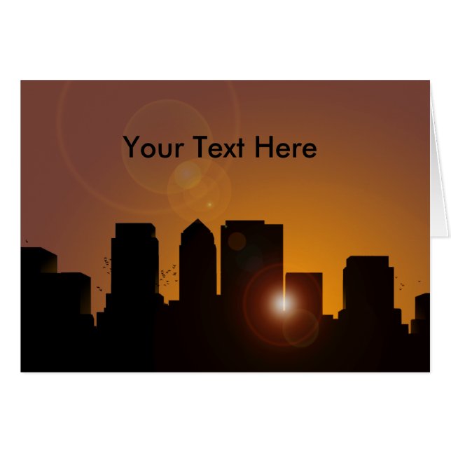 Cartão paisagem urbana no nascer do sol (Frente Horizontal)