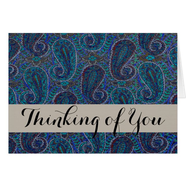 Cartão Paisley Blue Indian Boho Art Pattern (Frente Horizontal)