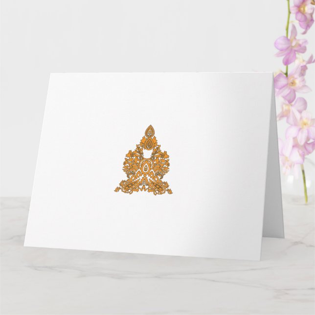 Cartão Paisley Floral Art - Decor Laranja Boho (Orquídea)