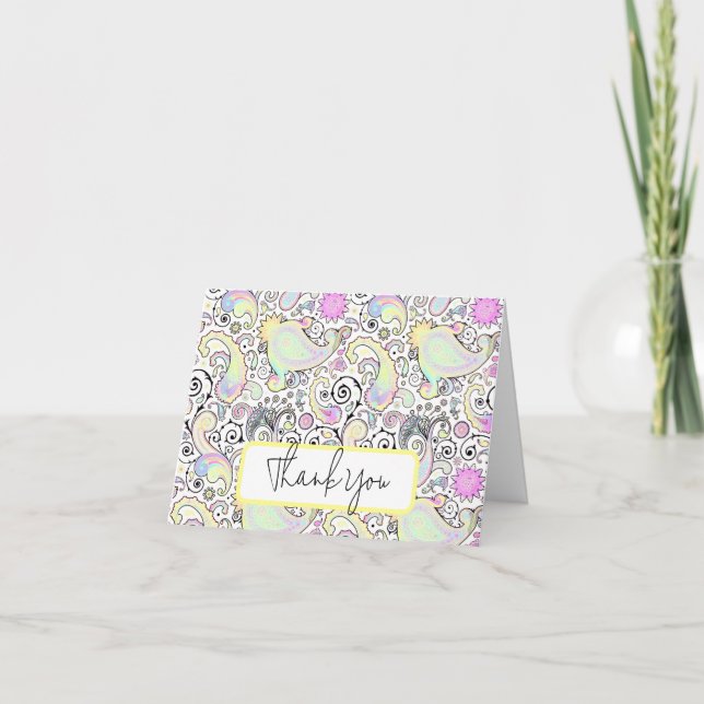 Cartão Paisley pastel personalizado (Frente)