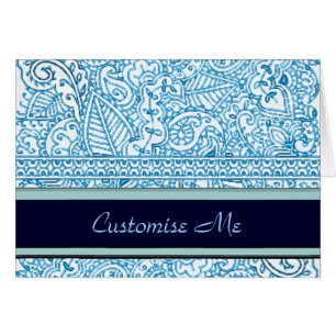 Cartão Paixão de Paisley - azul (Henna)