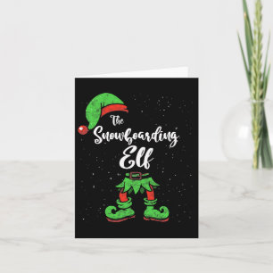 Cartão Pajama de Natal da Família Snowboard Elf Matching