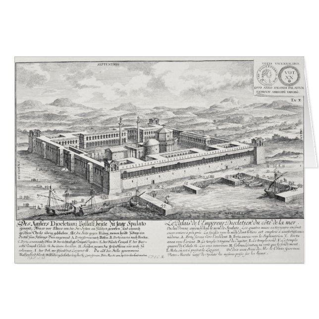 Cartão Palácio de Diocletian (245-313), separação, (Frente Horizontal)