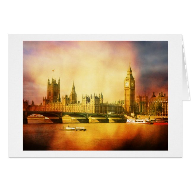Cartão Palácio Westminster e Ponte com Big Ben (Frente Horizontal)