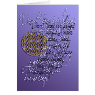 Cartão Palavras da flor da vida - língua alemã