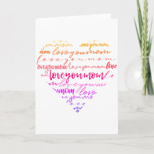 Cartão Palavras de Amor Mãe dentro do Coração Dia das Mãe