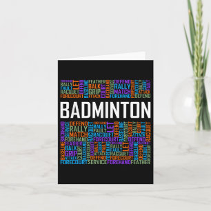 Cartão Palavras de Badminton Dão Presente Jogador de Badm