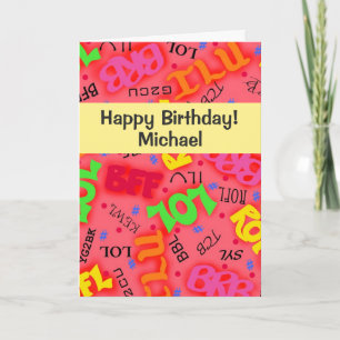 Cartão Palavras de símbolos de arte de texto vermelho