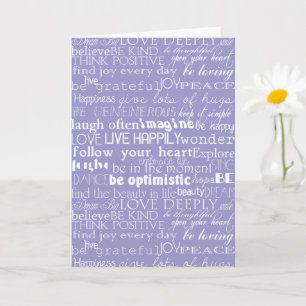 Cartão Palavras Inspiradoras Natal Branco Roxo